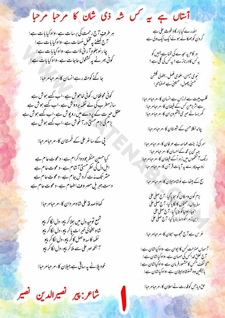 Aastan Hai Ye Kis Shah-e-Zeeshan Ka Marhaba Marhaba-Manqabat Lyrics in Roman English-Hindi-Urdu 