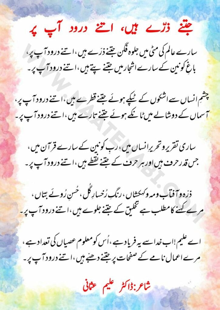 Saare aalam ki mitti mein jalwa-figan jitne zarre hain-Naat Lyrics in Roman English-Hindi-Urdu