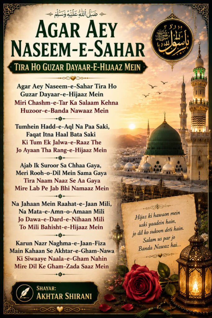 Agar Aey Naseem-e-Sahar Tira Ho Guzar Dayaar-e-Hijaaz Mein – Naat Image
