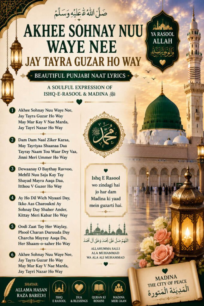 Akhee Sohnay Nuu Waye Nee Jay Tayra Guzar Ho Way – Naat Image