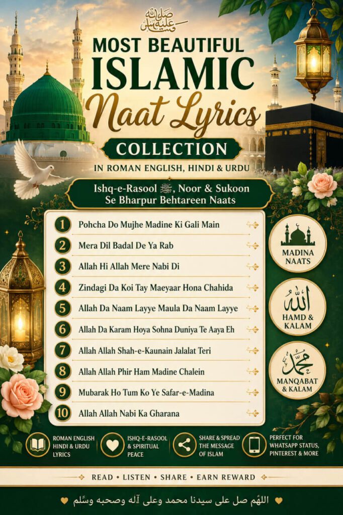 Most Beautiful Islamic Naat Lyrics Posters Collection 2026 – Islamic Poster Image