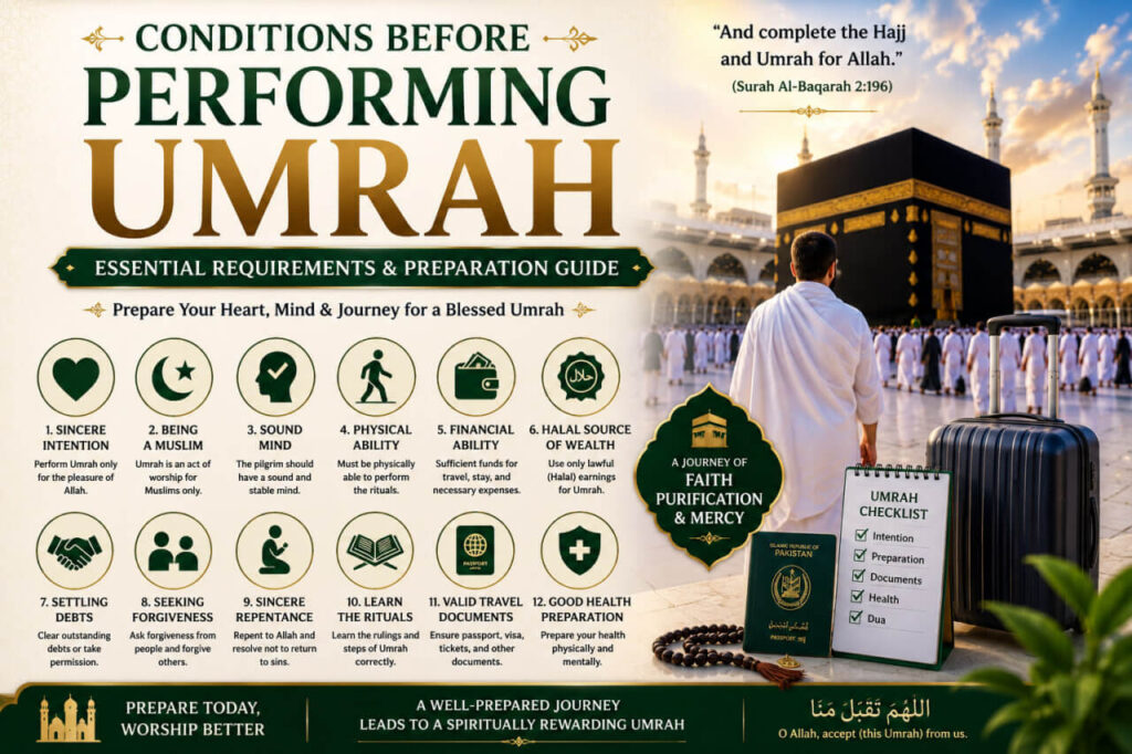 Conditions Before Performing Umrah – Essential Requirements & Preparation Guide