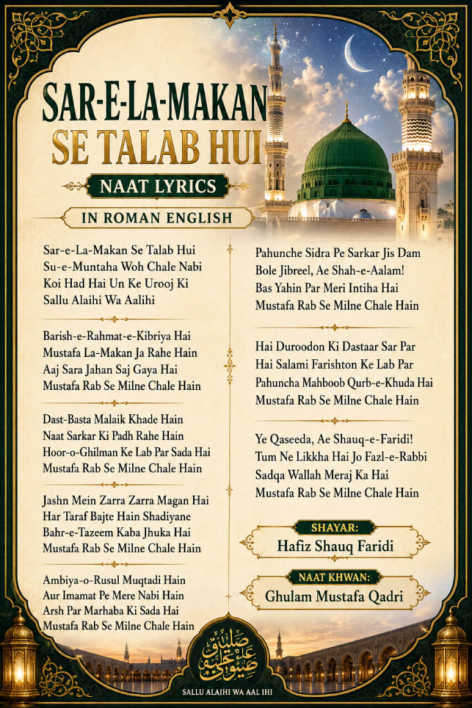 Barish-e-Rahmat-e-Kibriya Hai Naat Lyrics in Roman English, Hindi & Urdu by Hafiz Shauq Faridi