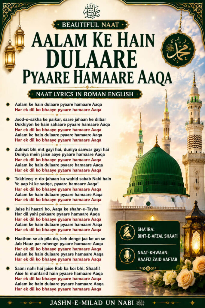 Aalam Ke Hain Dulaare Pyaare Hamaare Aaqa Naat Lyrics in Roman English