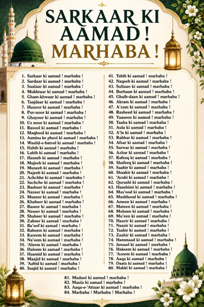 Sarkaar Ki Aamad Marhaba Rabi-ul-Awwal and Eid Milad-un-Nabi ﷺ Naat Lyrics in Roman English