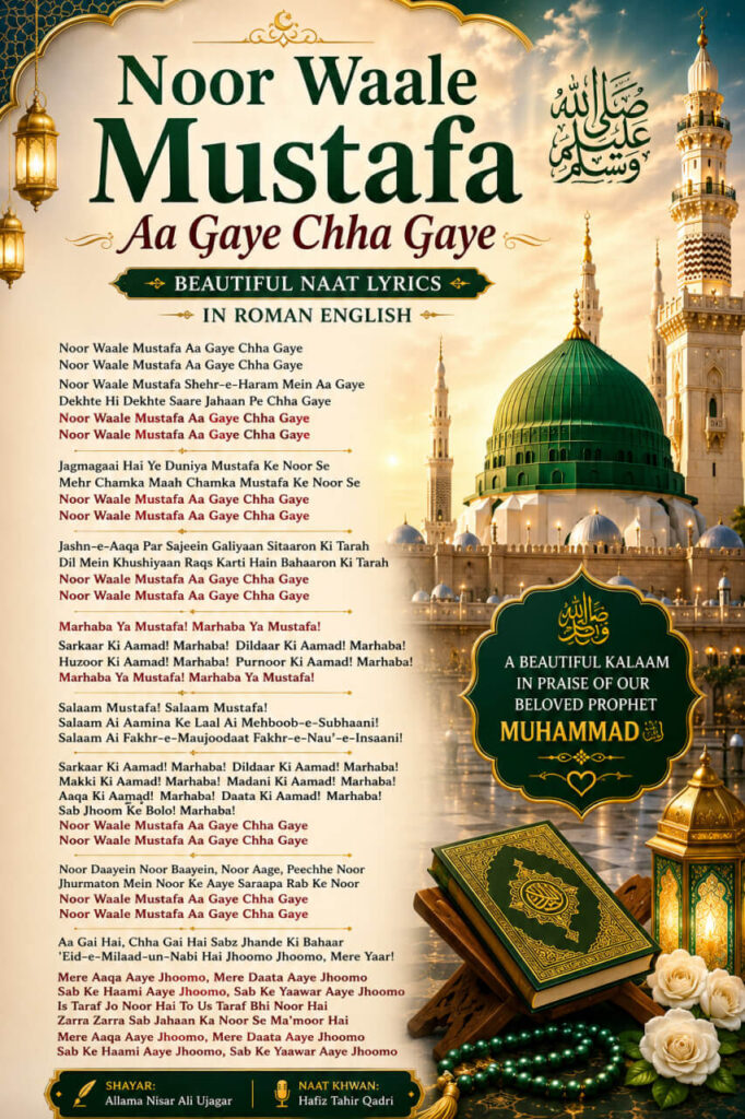 Noor Waale Mustafa Aa Gaye Chha Gaye Naat Lyrics in Roman English