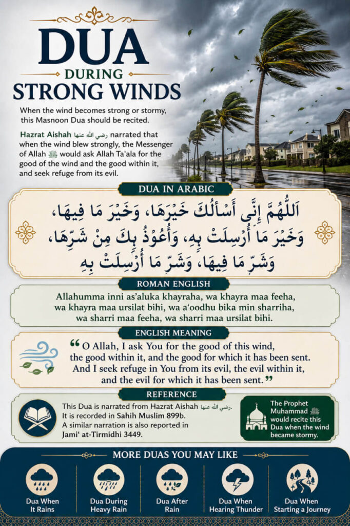 Dua During Strong Winds in Arabic and Roman English