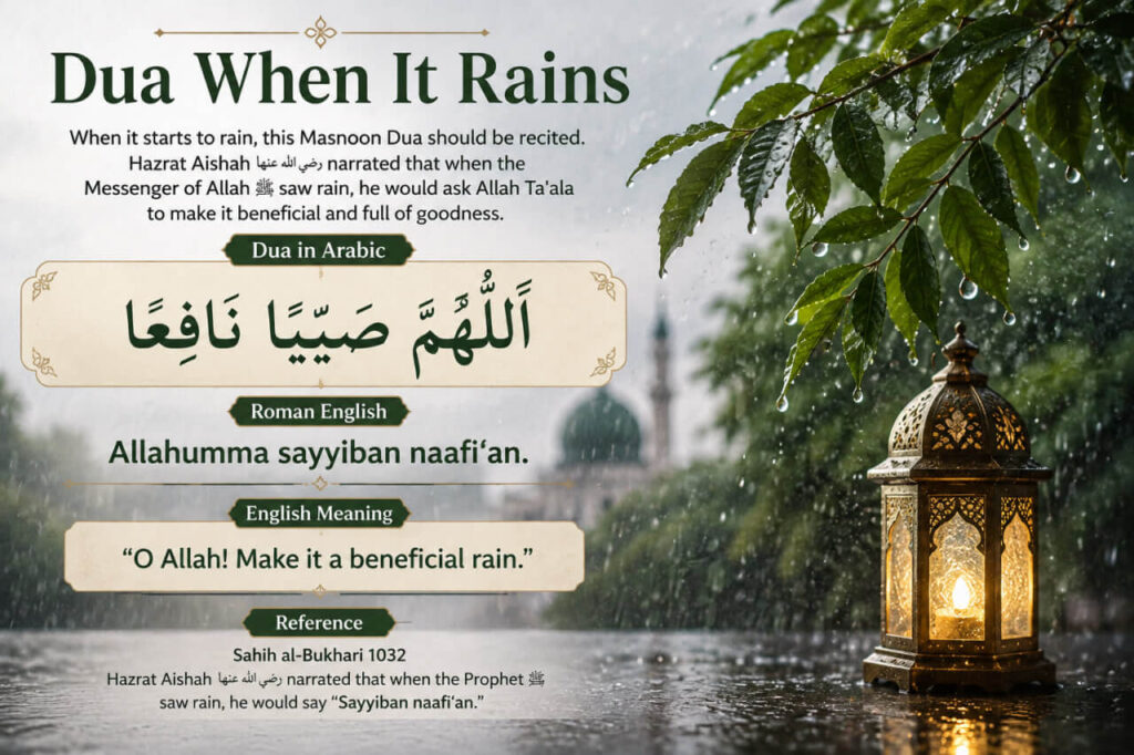 Dua When It Rains in Arabic and Roman English