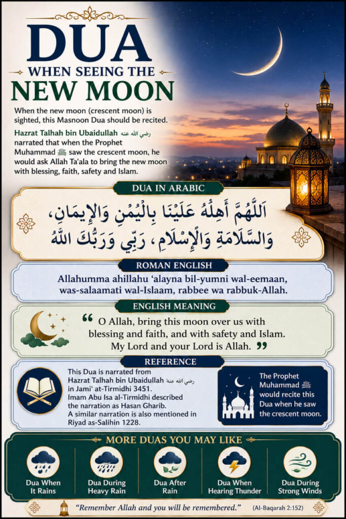 Dua for Seeing the Moon in Arabic and Roman English