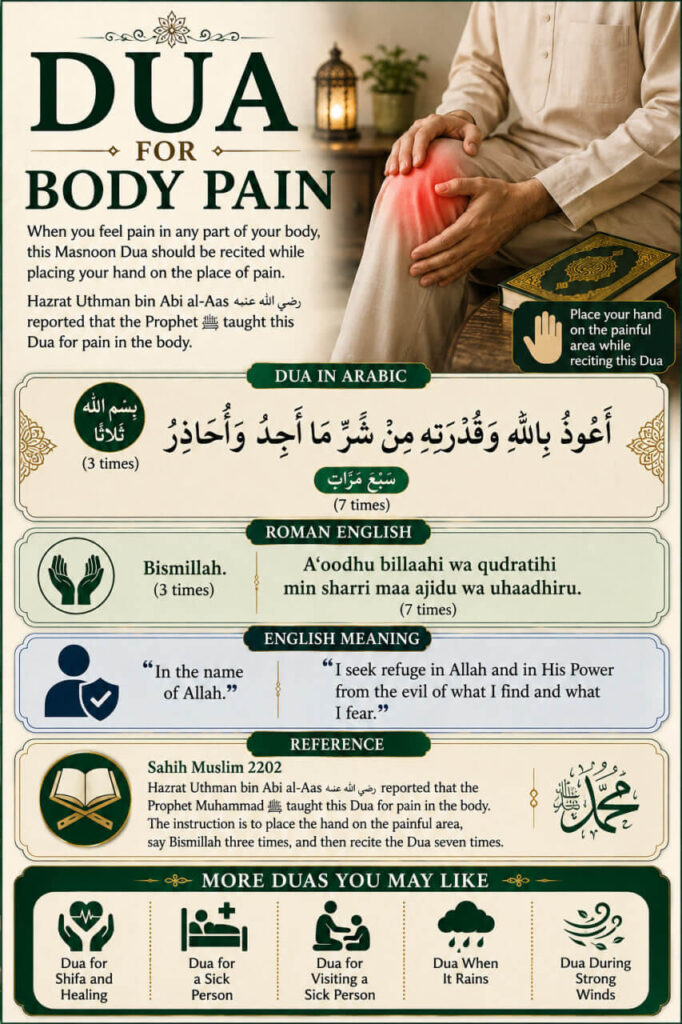 Dua for Body Pain in Arabic and Roman English