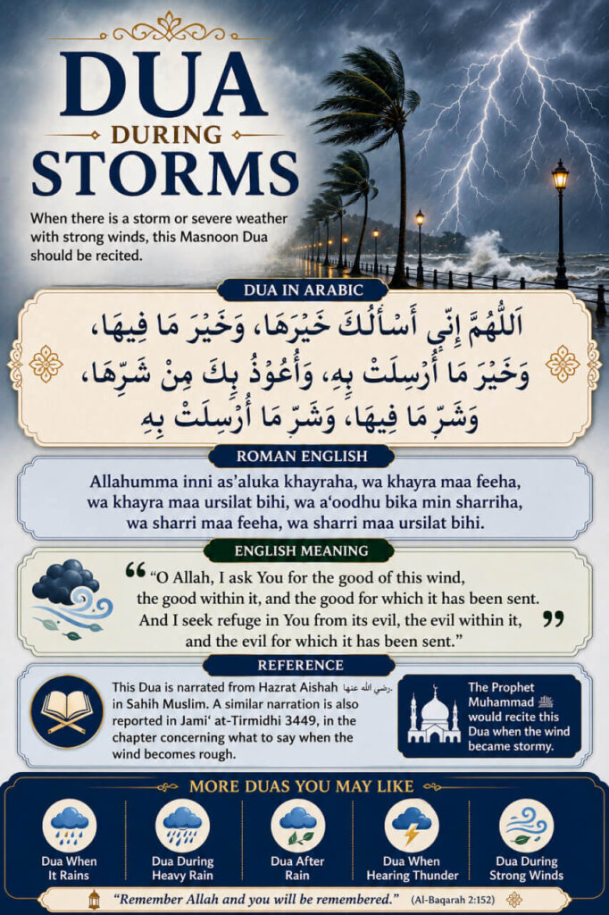 Dua During Storms in Arabic and Roman English